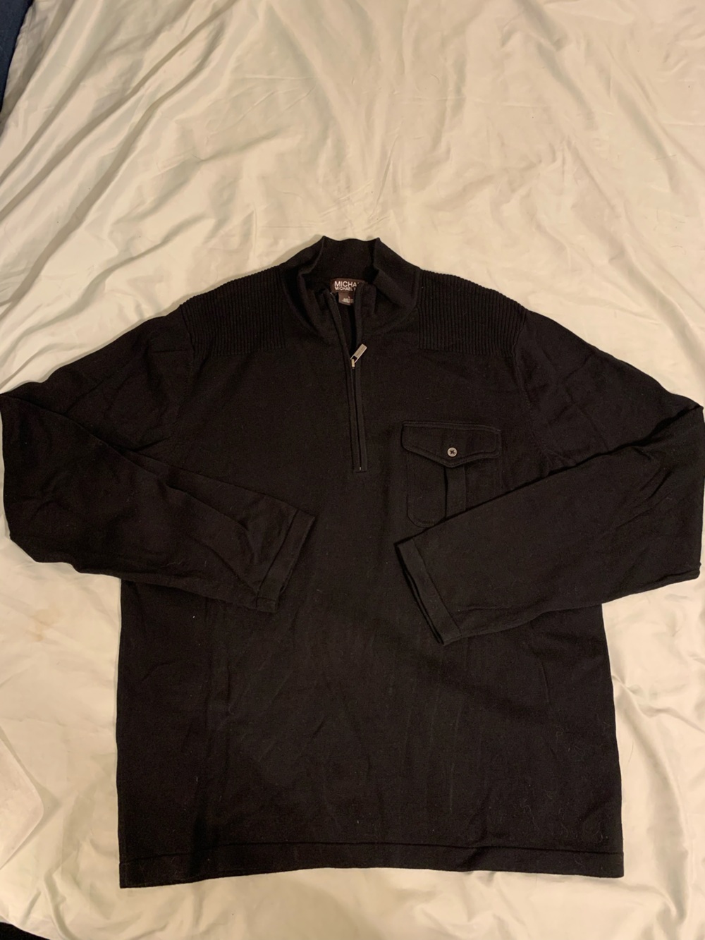 Michael Kors Black Quarter-Zip Knit Sweater